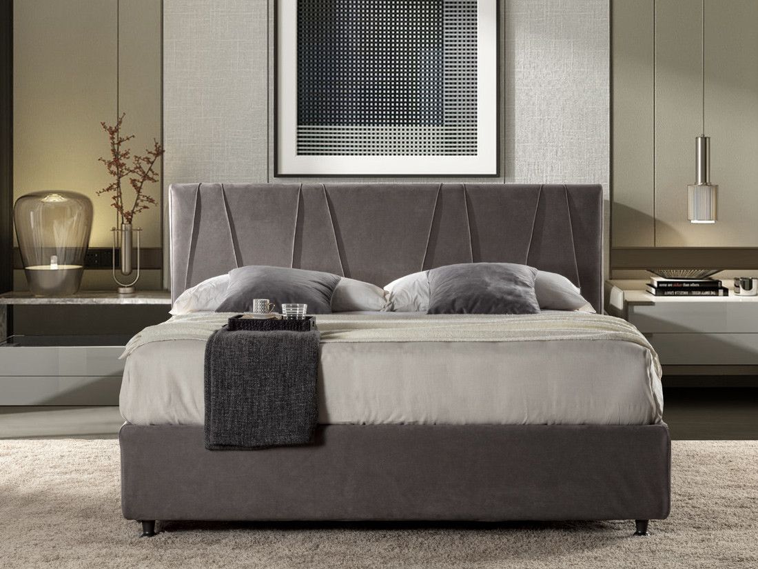 Funny upholstered double bed with storage box